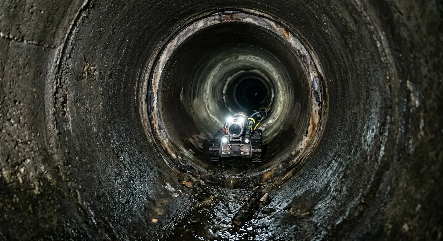 Robotic sewer camera inspecting pipe interior for Drain Snake Service in Idaho Falls